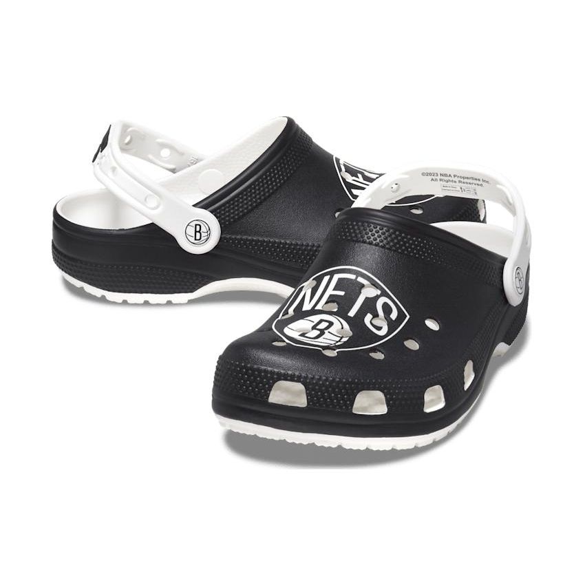 Crocs Zoccolo Classico Nba Brooklyn Nets Bianco Nero Unisex 208651-103