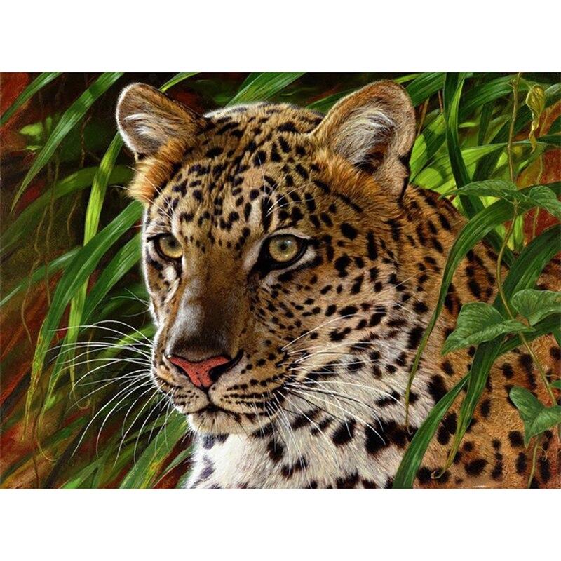 DIY 5D Diamond Painting Leopards Diamond Embroidery Forest Animal Cross Stitch Full Round Drill Resin Home Decor Art Gift