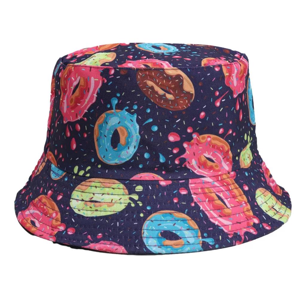 Klassischer Food-Print Panama für Damen Herren Sommer Reise Strand Outdoor Sonnenschutz Fischerhut Damen Lässig Dekorieren Fischerhut