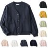 Women Long Sleeve Solid Color Button Down Knit Cardigan Sweater Jacket