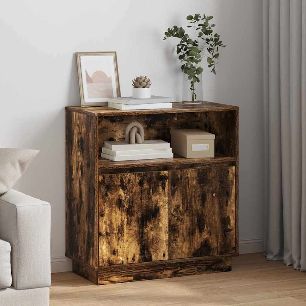 LED Sideboard Smoked Oak 71 x 34.5 x 75 cm Particleboard