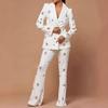 2025 European & American Fashion Beaded Rhinestone Suit Jacket & Wide-Leg Pants Set