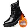 Men's Trendy Wool-Lined Cowhide High-Top Martin Boots with Side Zipper - Casual and Warm.