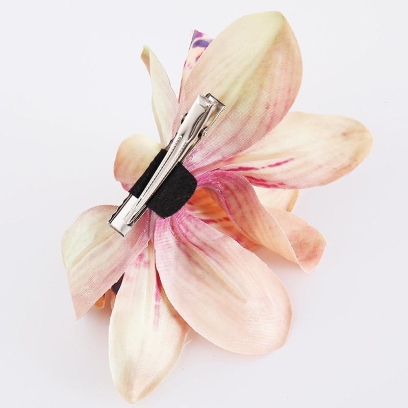 Bohemian Style Hairpin Double Large Artificial Cymbidium Flower Hair Clip For Women And Girls Fashion Accessory