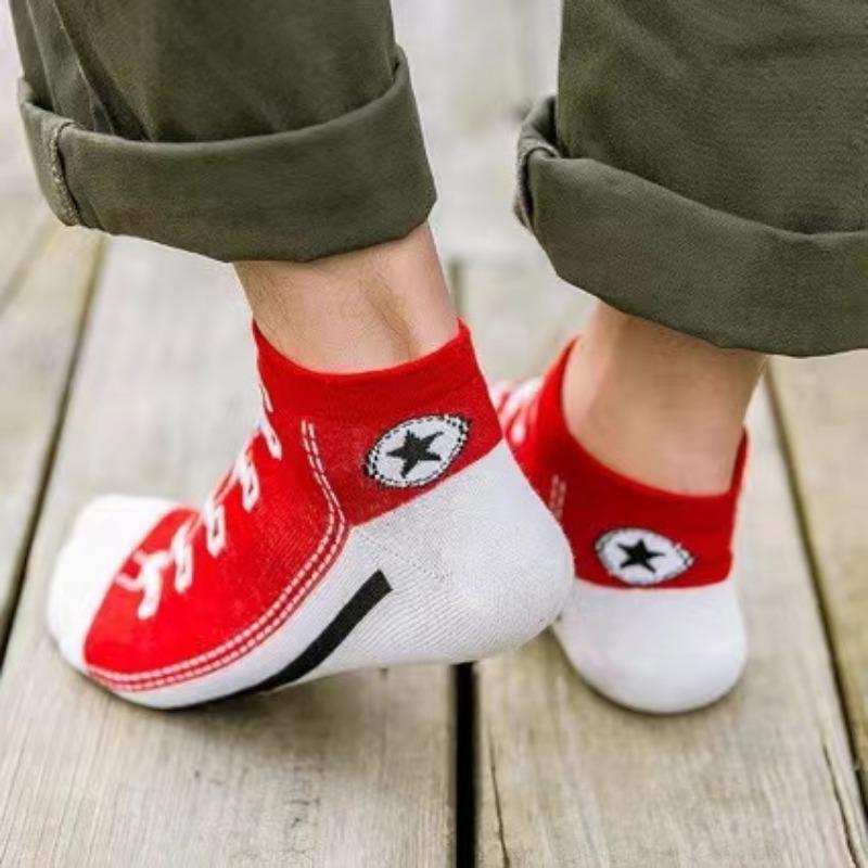 5 Pairs Women's Funny Shoe Print Socks Fashion Style Hip Hop Cute Fashion Soft Slippers And Socks