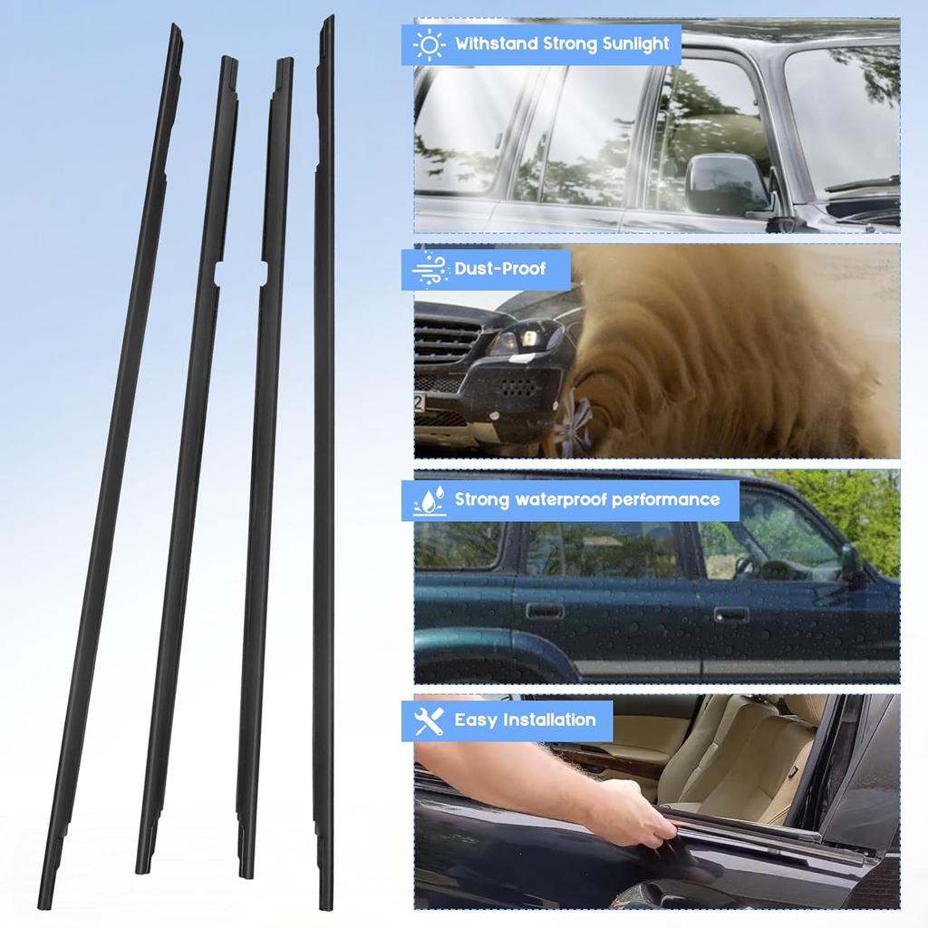 Weatherstrip Door Window Molding Trim Seal Belt Compatible with Toyota Land Cruiser 1991-1998, Lexus LX450 1996-1997 Replace:75710-60021 75720-60021