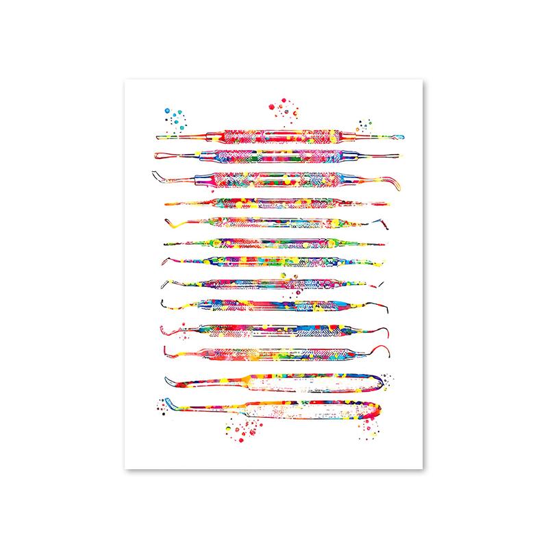Anatomy Dental Medical Canvas Painting Watercolor Wall Art Posters and Print Pictures for Dental Equipment Teeth Home Decoration