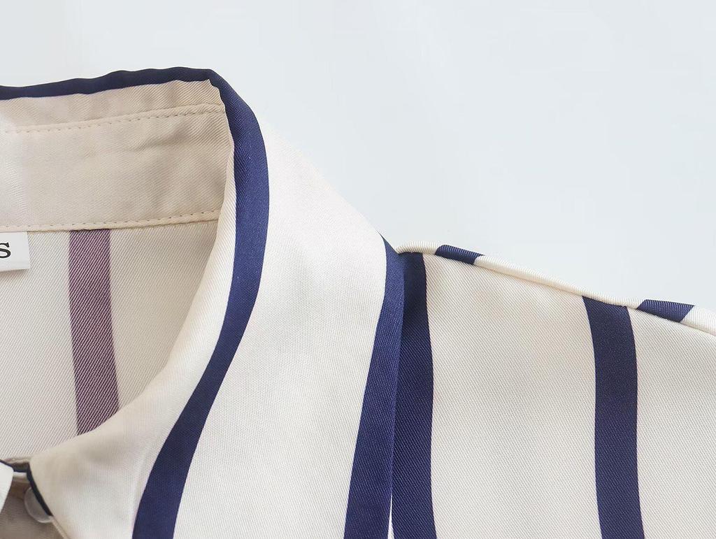 Spring 2025 Women's European & American Style Loose Puff Sleeve Print Shirt