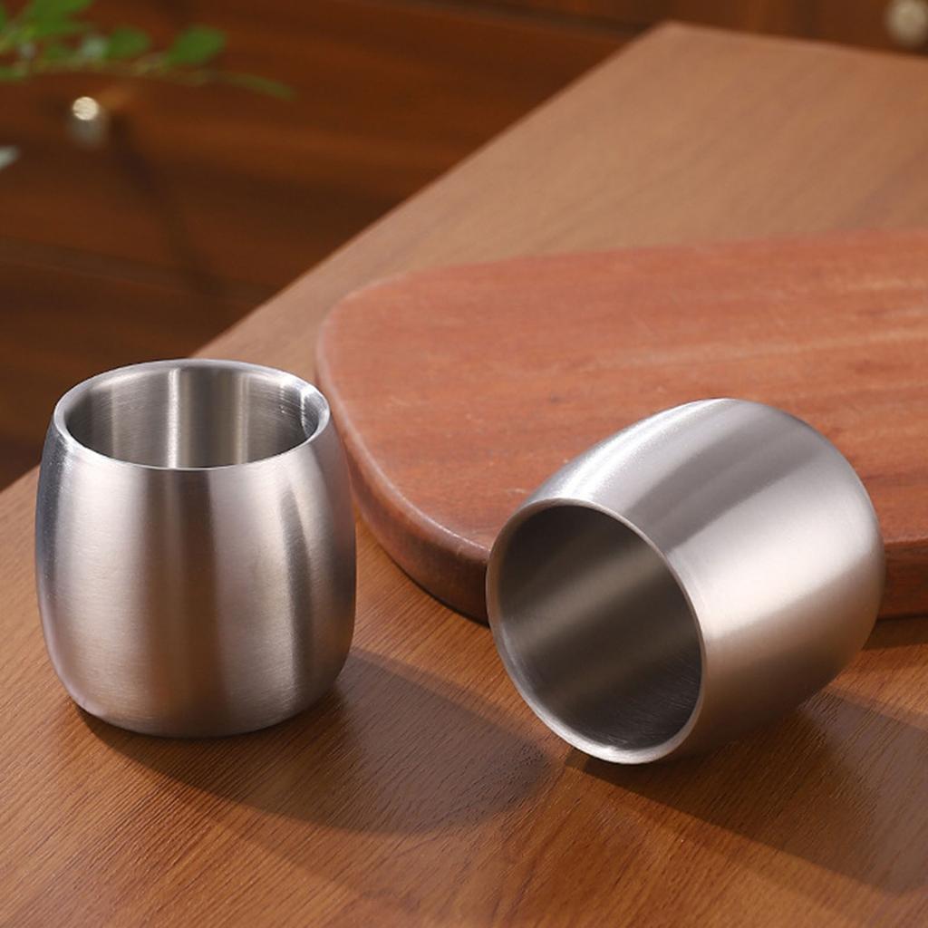 2pcs Stainless Steel Coffee Mugs Set Rusts Resistant Drinkwares Stackable Double Wall Cup for Camping and Outdoor Use