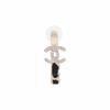 CHANEL Logo Metal Calfskin Rhinestone Earrings Women's Black/Gold