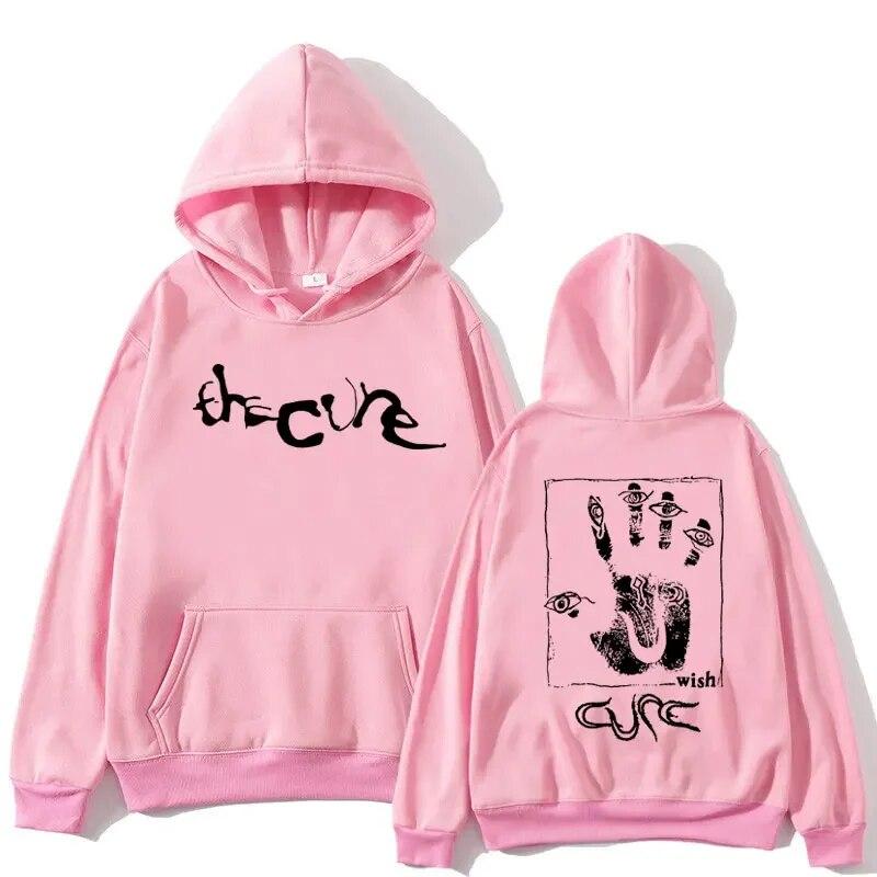 90S Rock Band The Cure Wish Potisk Mikiny Unisex Dámská Módní Mikina Harajuku Oversized Gotická Hip Hop Fleecová mikina s kapucí