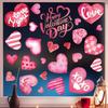 Valentines Day Window Clings 6 Pcs Double Sided Heart PVC Stickers Reusable Easy Peel On Off for Glass 20 30cm