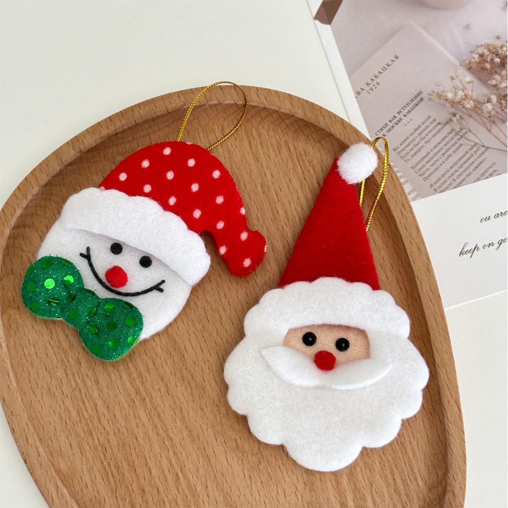 6pcs Fabric Christmas Tree Hanging Ornaments, Assorted Santa Snowman Reindeer Snowflake Tree Candy Cane for Holiday Decor