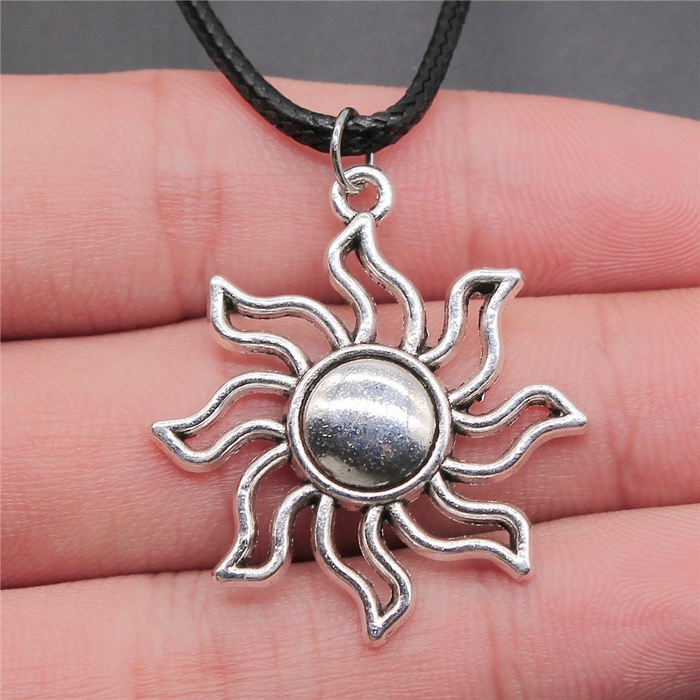30 Styles Unisex Amulet Wicca Jewelry Gift Sun Moon Star Pentagram Pendant Necklace Black Leather Cord