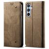 Drop-proof Phone Case For Samsung Galaxy A24 4G (162.1 x 77.6 x 8.3mm) Jeans Cloth Texture Flip Leather Cover with Stand Wallet