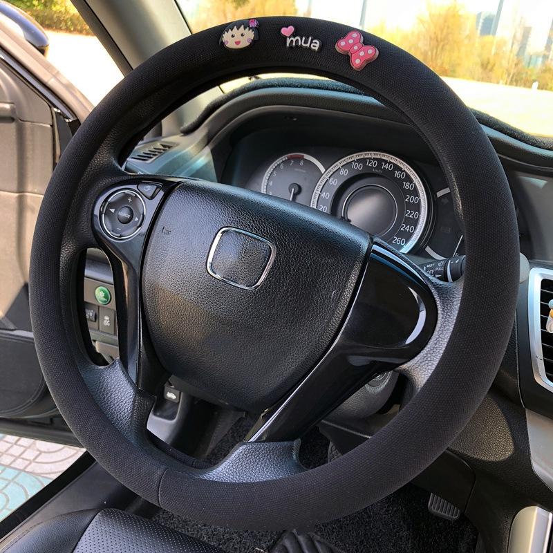 Steering Plush Car Wheel Cover Cartoon Print Four Seasons Installation Easy