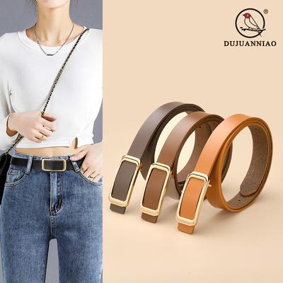 New Women'S Round Buckle Hollow Belt Jeans Decorative Belt Waist Seal Versatile Genuine Cowhide Women'S Smooth Buckle Belt