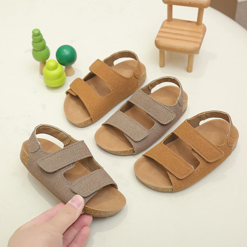 Children's Suede Sandals with Arch Support Summer Boys Slip-On Beach Shoes Casual Baby Girl Water Shoes Child I04262