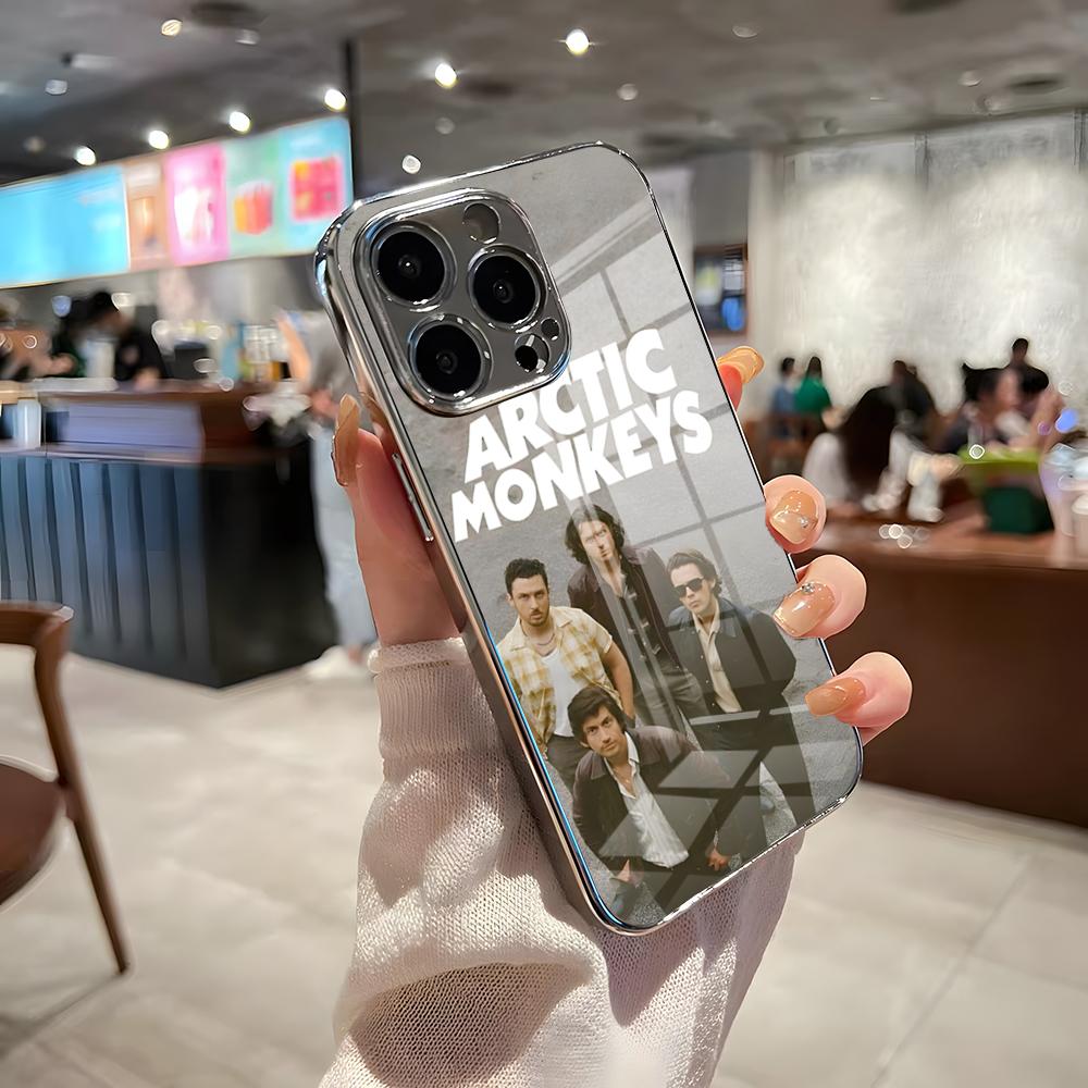 Logo A-Arctic Monkeys Phone Case For IPhone 17 Pro Max 15 Pro 16 14 Plus 12 13 Mini 11 Pro Shockproof Electroplated Glass Cover