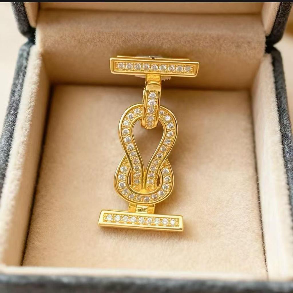 18 Karat Vergoldete Zirkon Doppelreihige Halsketten-Armband-Schließe