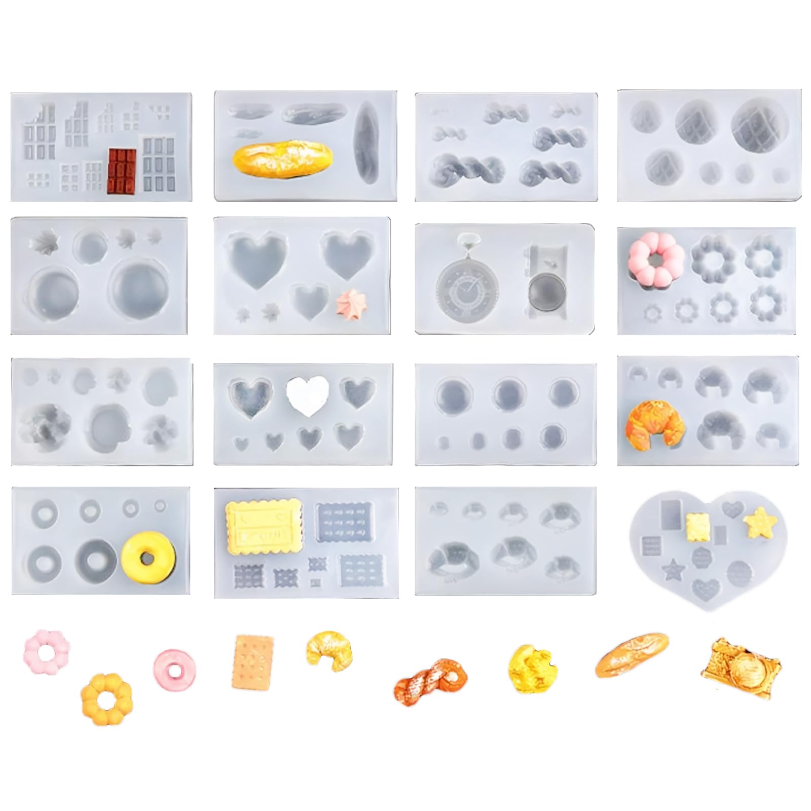 

Samcos Miniature Silicone Set of for Epoxy UV and DIY and More Molds, 16, Sweets, Bread, Donuts, Resin, Resin, Crafts, Accessories, Keychains,