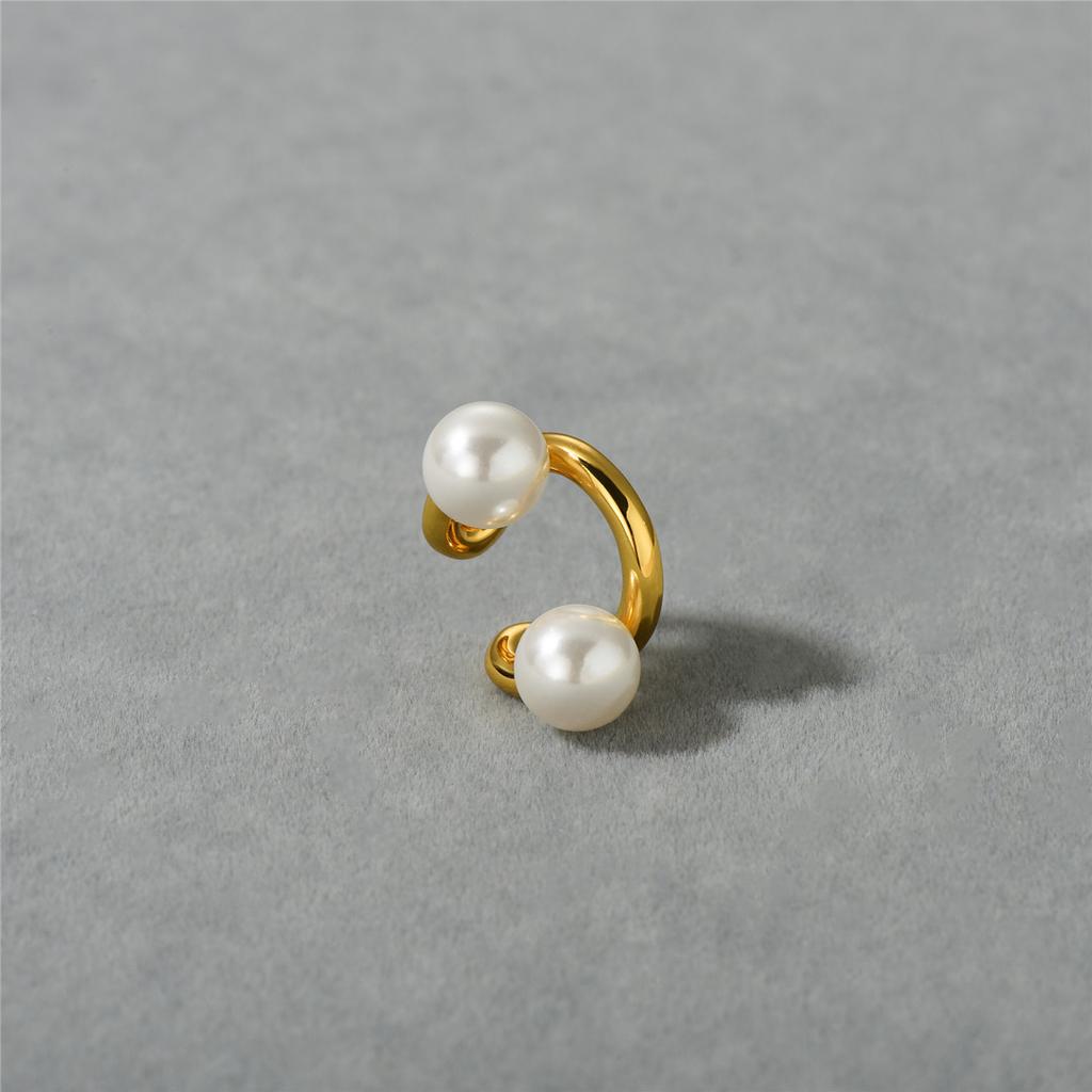 Simple Personality U-Shaped Double Pearl Ear Clips, Women'S Light Luxury Temperament Versatile Without Ear Piercings, Regardless Of Left And Right