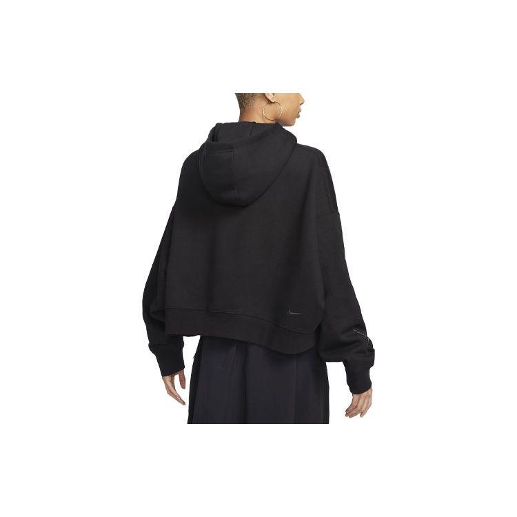 Nike Logo Print Drawstring Hoodie With Long Sleeves Women Tops Charcoal-Gray DQ5807-045