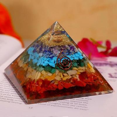 Seven Chakra Crystal Pyramid Vastu for Home Orgone Crystal  Showpieces  for Positive Office Table Decorative Items