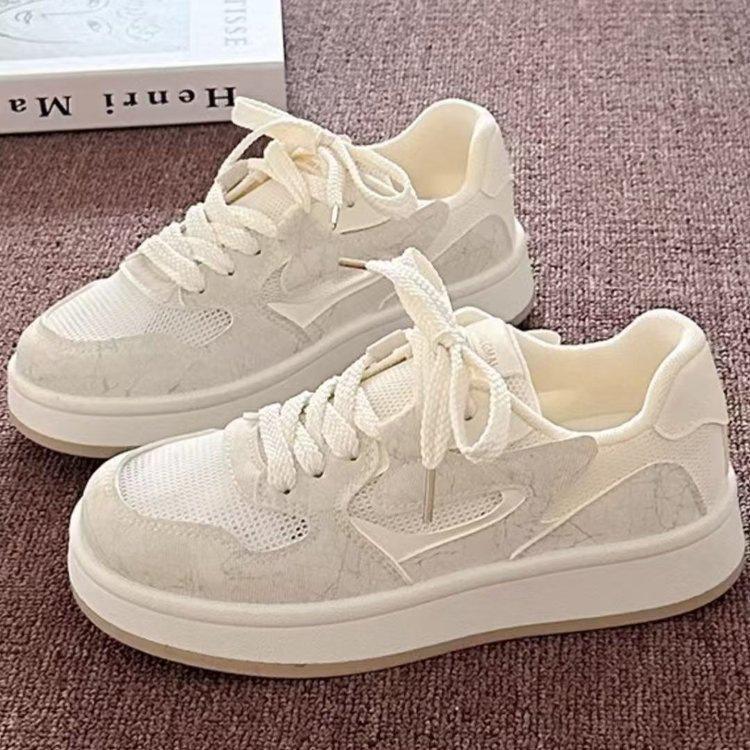 

Mesh breathable niche Korean version of versatile board shoes women s 2025 summer new printing and dyeing popular casual white shoes this year 43