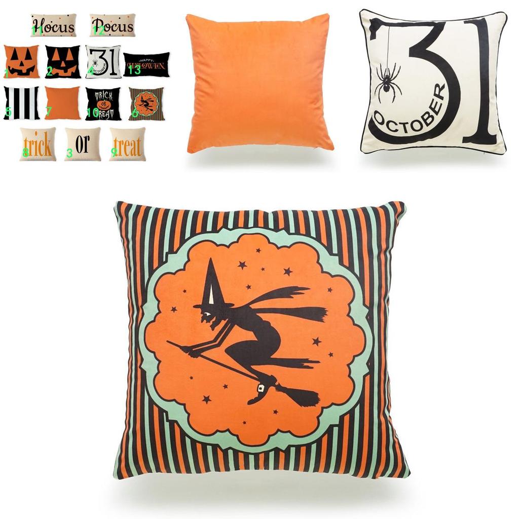 Pumpkin Design Throw Pillow Case For Halloween Sofa Decor 45x45cm**
