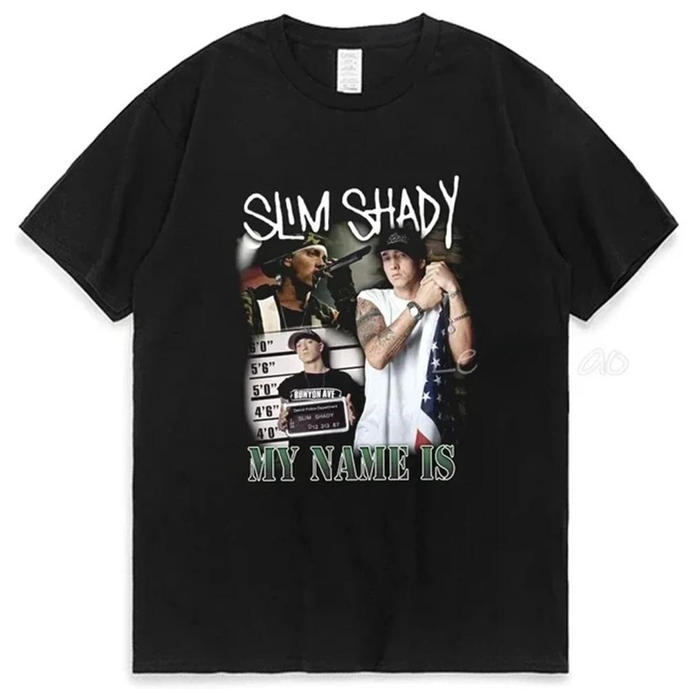 2024RapSingerEminemTshirt WomensFashionTshirt HipHopTopThirt LooseRockTankTopChildrensTshirt Summer New Style Suitable for Women