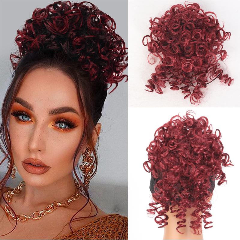 Messy Bun Hair Piece Elastic Drawstring Loose Wave Curly Scrunchies Ponytail Extension