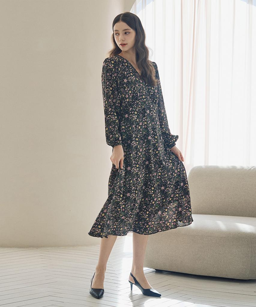 SOUP Floral Fake Wrap Long Dress (Sb2Opf1)