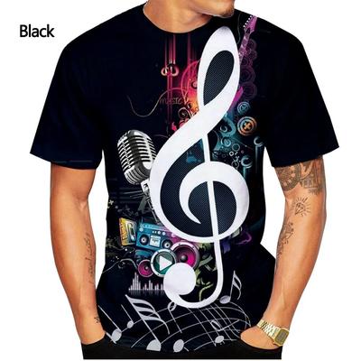 Personnalité de la mode T-shirt imprimé Notes de musique hommes tendance décontracté à manches courtes t-shirts hauts