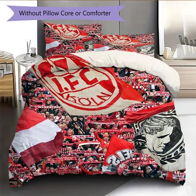Ropa de cama con patrón del FC Colonia Decoración del hogar Regalo de cumpleaños (1 * funda nórdica + 2 * fundas de almohada, sin núcleo)