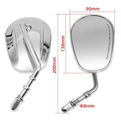 8mm Motorradspiegel für Road King Sportster Street Glide Electra Glide Dyna Softail Road Glide Vollmetallschaft und Gehäuse