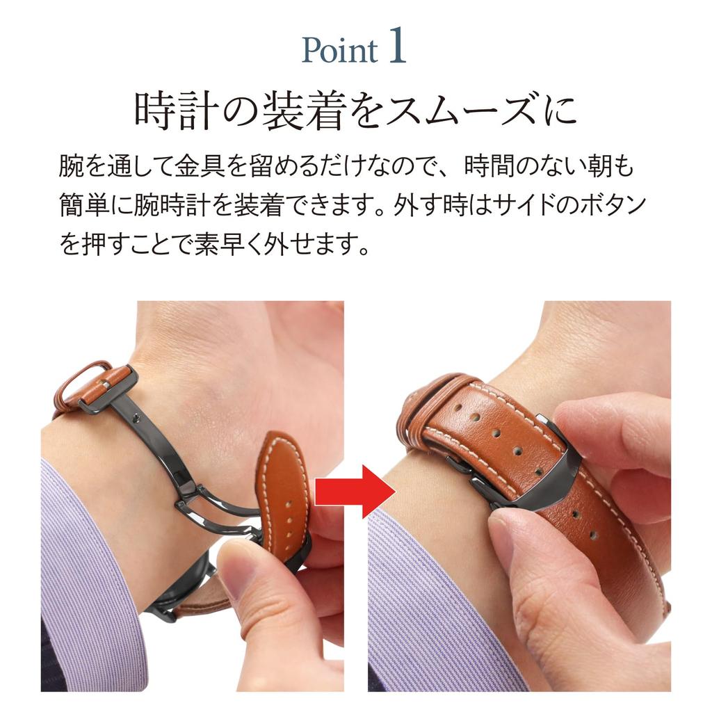 Bambi Watch Buckle for Leather ZB0007N Band, D-Buckle, Tri-Fold Buckles, 16mm,