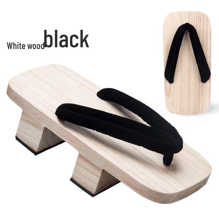 Men's White Two-Tooth Wooden Clogs - Japanese-style Summer Slippers for Comic Con, COS, Plain Color Series - Free Shipping