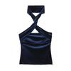 Autumn Velvet Halter Neck Slimming Top - European & American Style