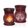 India Handcrafted Soapstone Aroma Burner Oil Diffuser and 1 Tea Light Candle (Red)