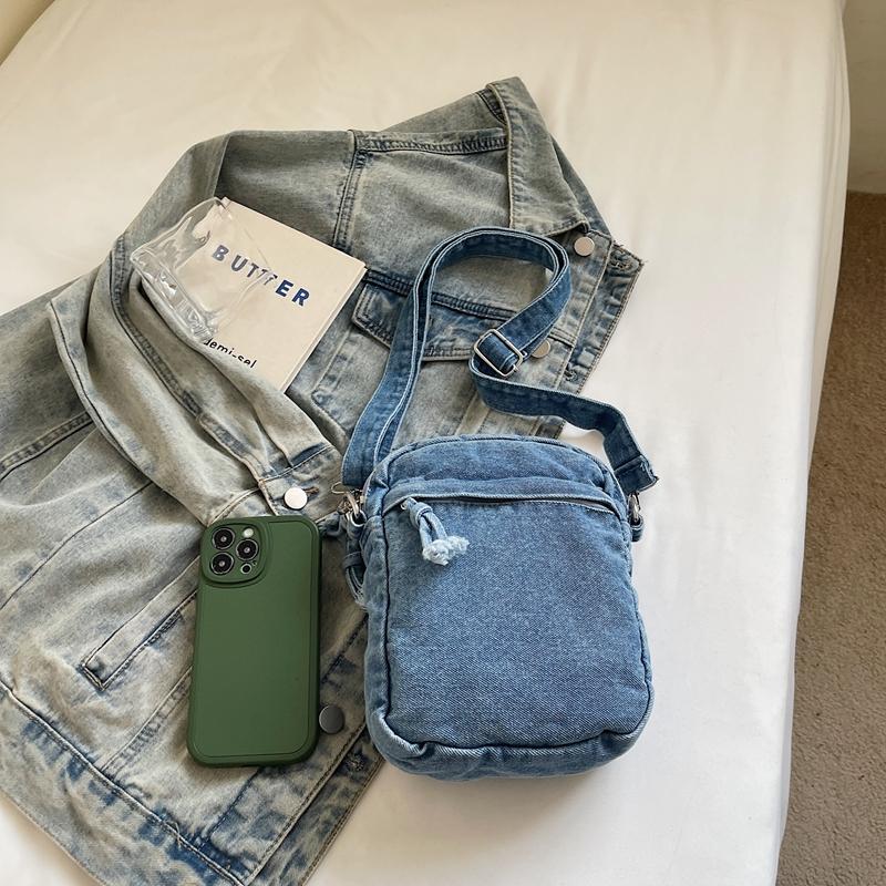 Taška přes rameno Džínová crossbody taška Dámská lehká taška na mobilní telefon
