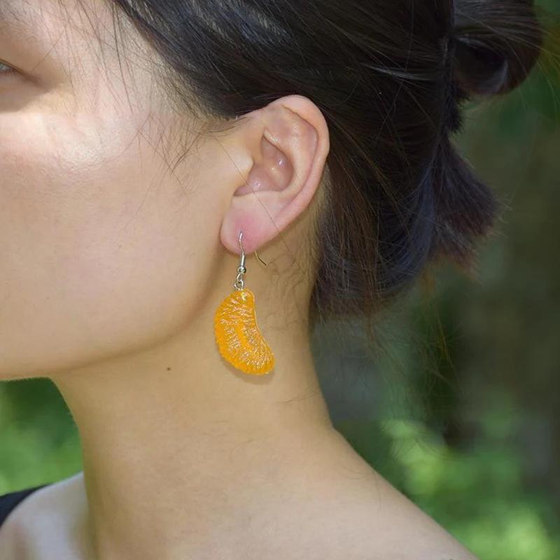 Fashion Cute Imitation Orange Earrings Creative Funny Fruit Studs Earring For Girls Summer All-match Ear Jewelry Gift