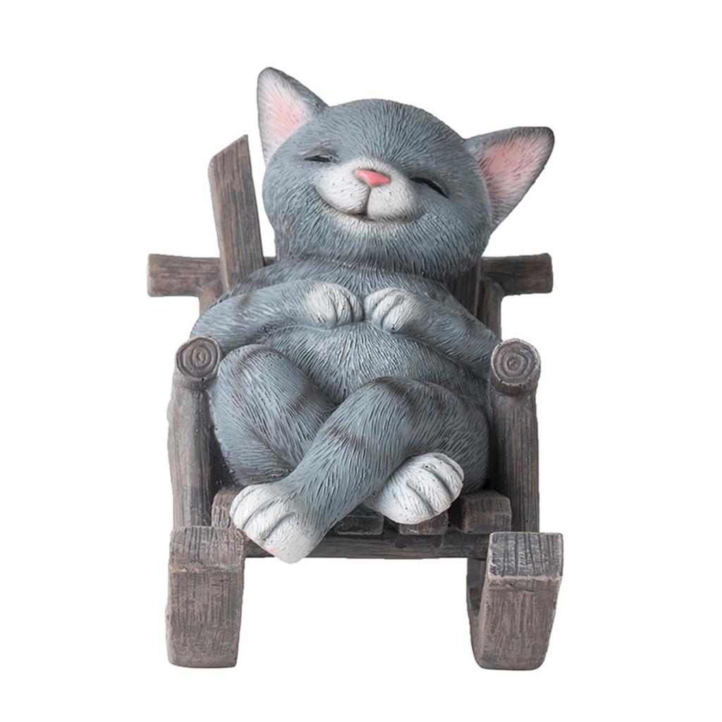 Decorative Cartoon Rocking Chair Cats Dog Figurine for Home and Office Tabletop Resins Animal Miniature Statue Ornament