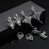 Multi Style Fashion Stainless Steel Hoop Earrings, Vintage Sword Star Geometric Pendant Men's Earrings, Hip Hop Piercing Jewelry