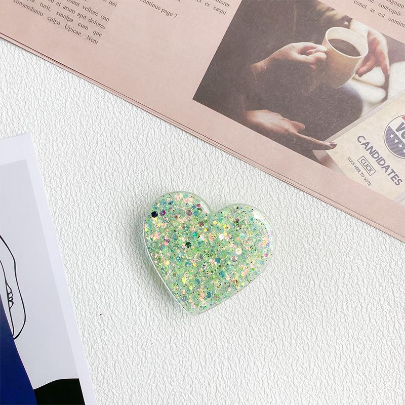 Epoxy Glitter Sequined Love Mobile Phone Airbag Bracket Retractable Wind Simple Niche Stable Carry