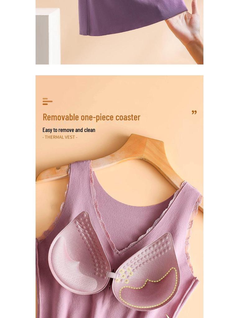 Women's Seamless Fleece-Lined Vest with Chest Pads - Warm & Cold-Proof Underwear