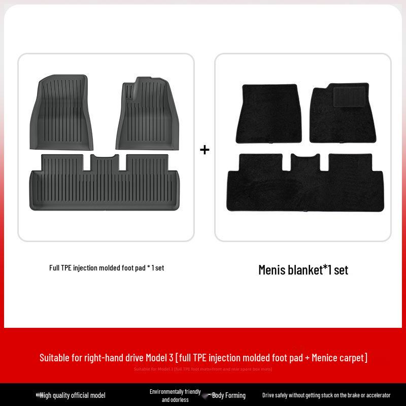 23 Tesla Model 3/Y Right-Hand Drive All-Weather TPE Floor Mats