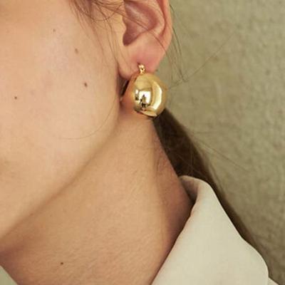 1 Pair Women Earrings Ball Shape Exquisite Temperament Punk Round Hoop Earrings
