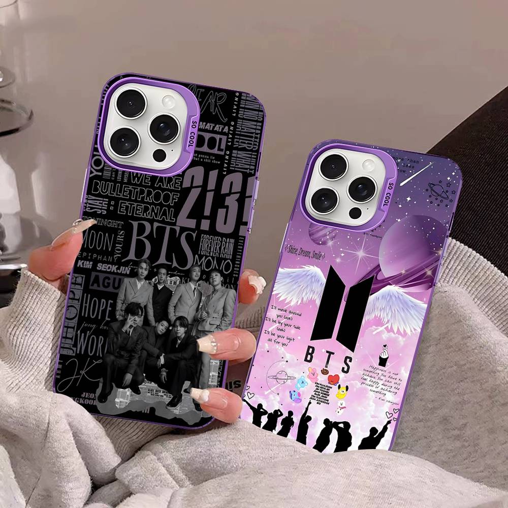 K-Pop Cartoon Boys B-BT21S Colorful Phone Case For IPhone 17 16 15 14 13 12 11 Pro Max Plus Matte Cover
