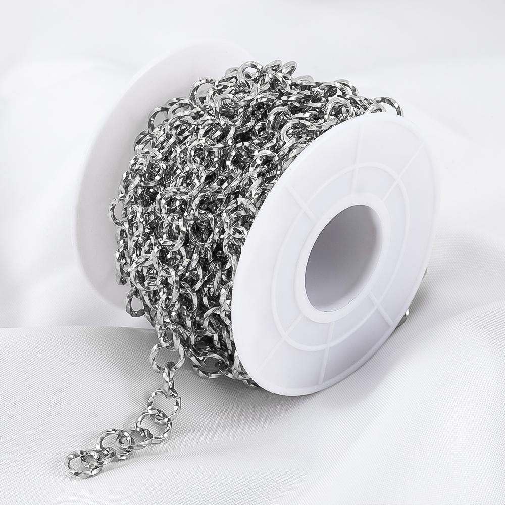 1Meter Stainless Steel 7mm Embossing Oval Twist Link Chains DIY HandCraft Necklace Bracelet Jewelry Making Accessories Component